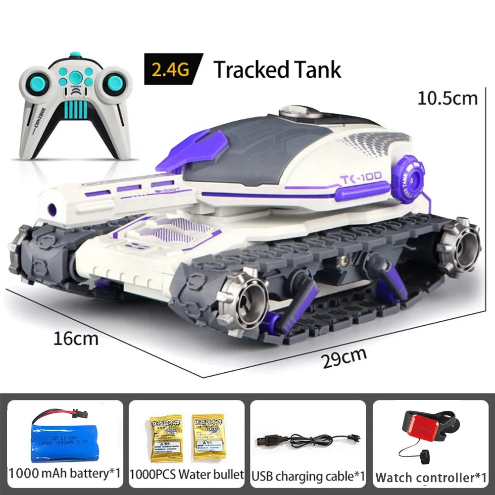 2.4G 4WD RC Tank Toy 1/16 Radio Controlled Car Remote Control Panzer Crawler Water Bomb Tanks Shooting Competition Toys For Boys