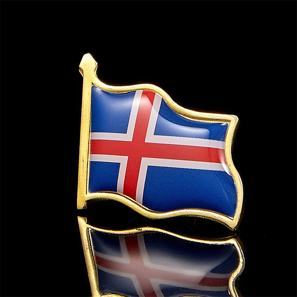 Iceland National Emblem Multicolor Commemorative Badge Enamel Flag Wear Pin Brooch Collection