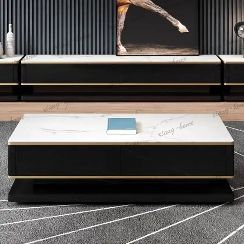 Factory Direct Drawer Style Coffee Table Decoration Designer Minimalist Storage Coffee Table Black White Space Meuble Salon Furn