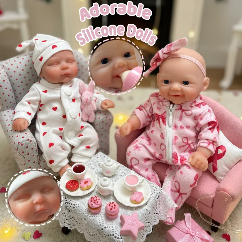 

8Inch/20CM Full Body Silicone Bebe Reborn Girls Dolls Waterproof Cute Newborn Bebe Dolls Handmade Lifelike Real Reborn Doll