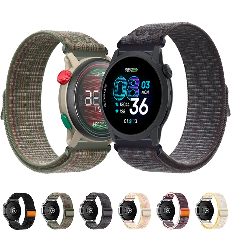 22/20mm Nylon Loop Band For SUUNTO Vertical 2-1/Race 2-1-S/Run For COROS APEX 4 42mm/PACE Pro Wristband For CMF Watch 3-2-1 Pro