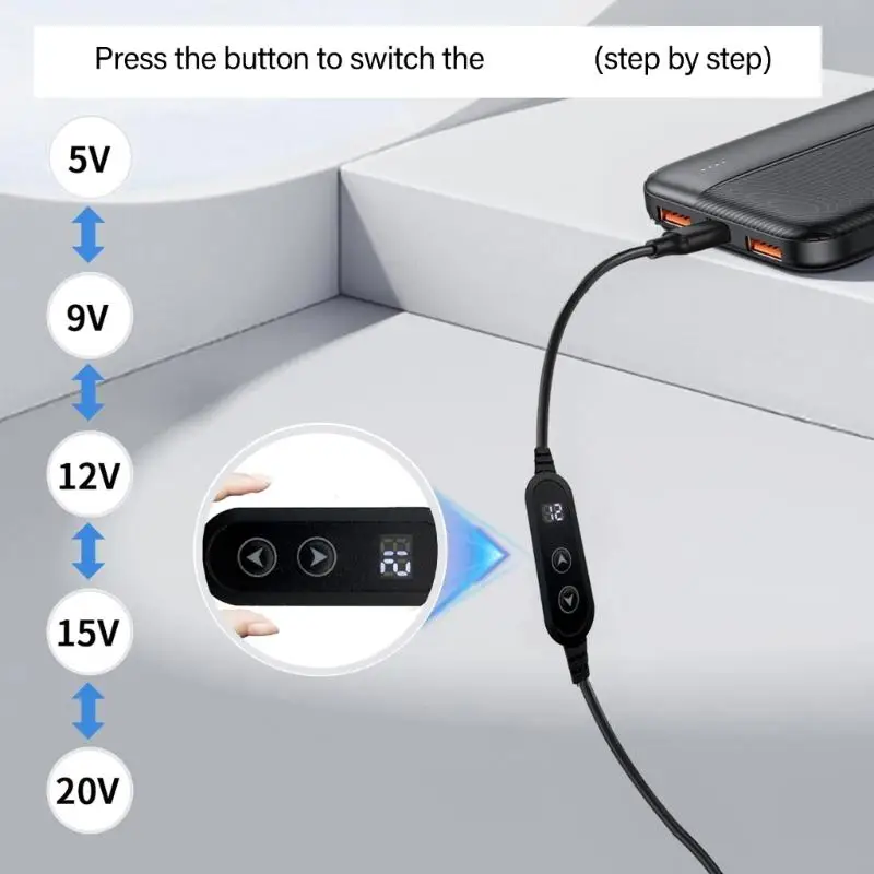 

2025 New Type C to DC5525 5.5X2.5MM Power Cord 120CM with 28 Interchangeable Tips Safe