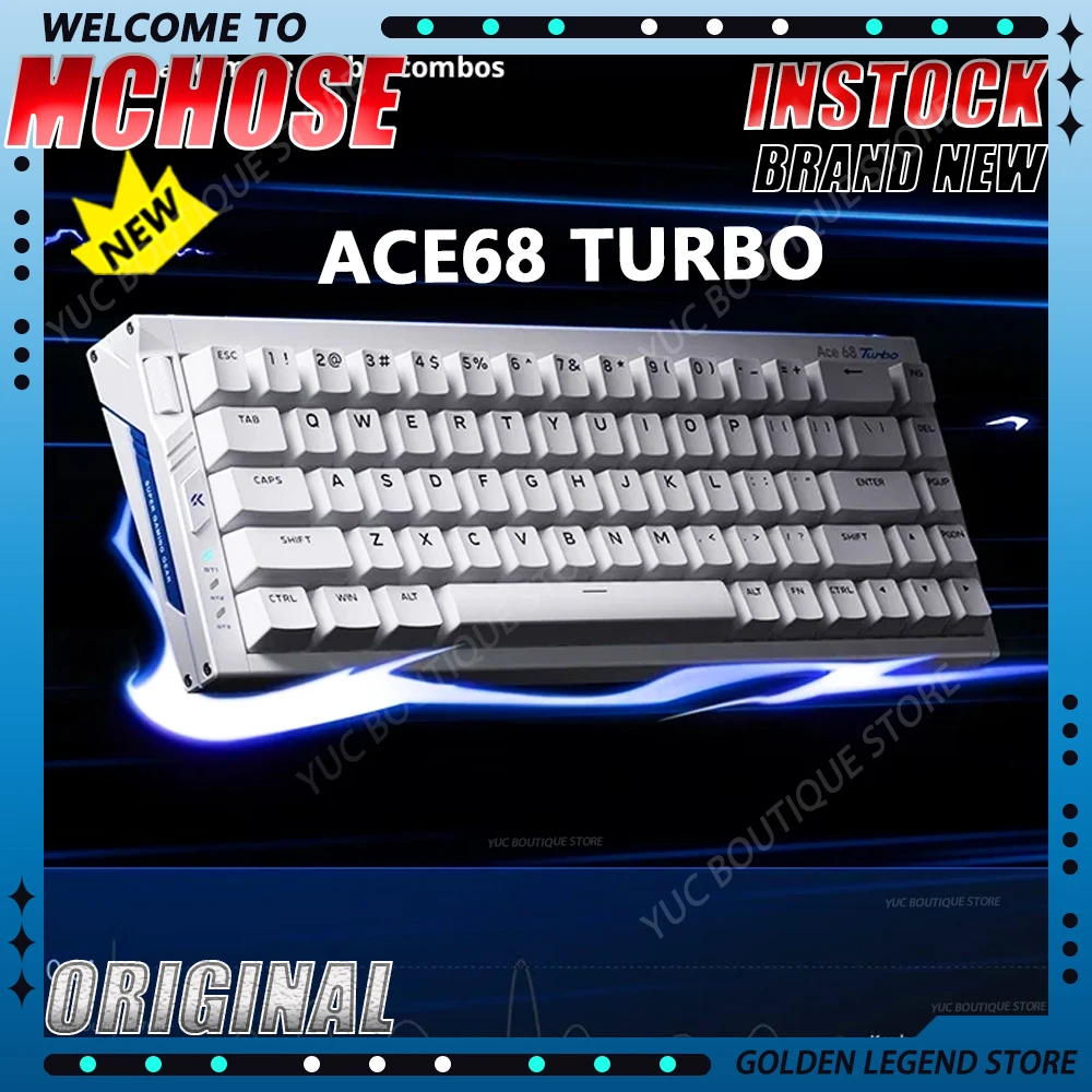 

NEW MCHOSE Ace 68 Turbo Aluminium Alloy Gaming Keyboard Magnetic Switch ErgonomicsKeyboard 16K E-sport Custom 0.001mm Low Delay