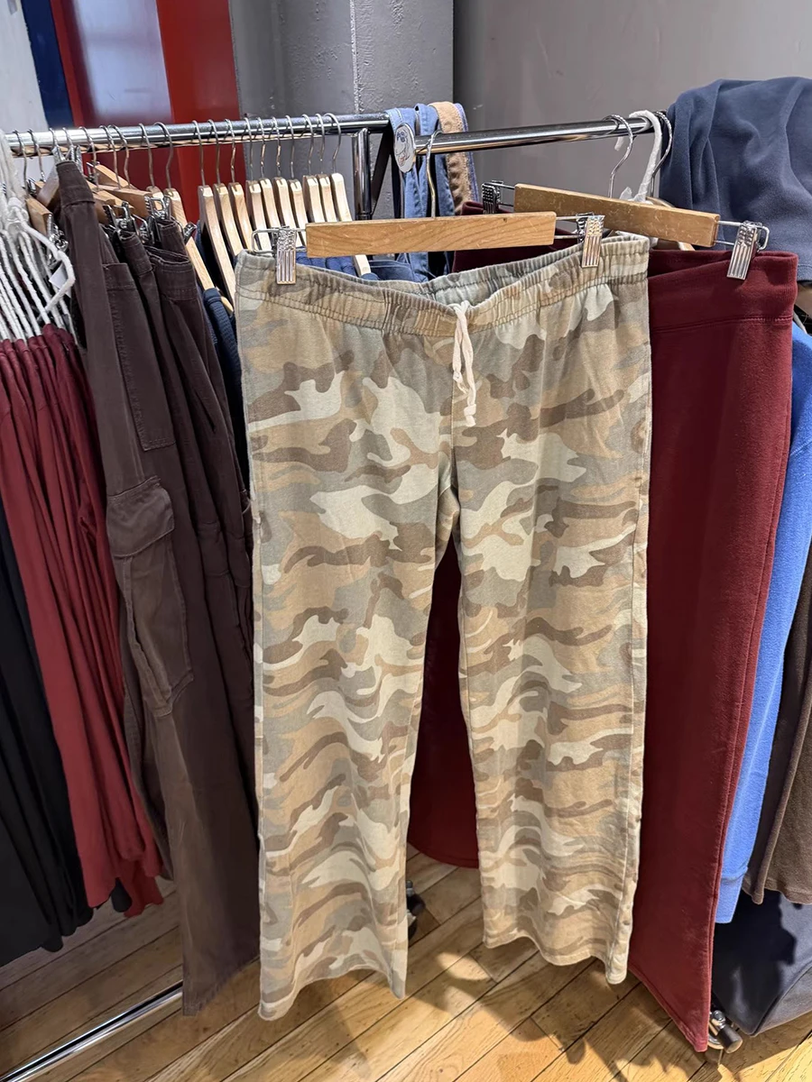 Camouflage Jogginghose mit Kordelzug für Damen, Sommer, elastische Taille, gerade Hose, amerikanische Vintage Streetwear, Baumwolle, Baggy Pants, Y2k – Detail 14