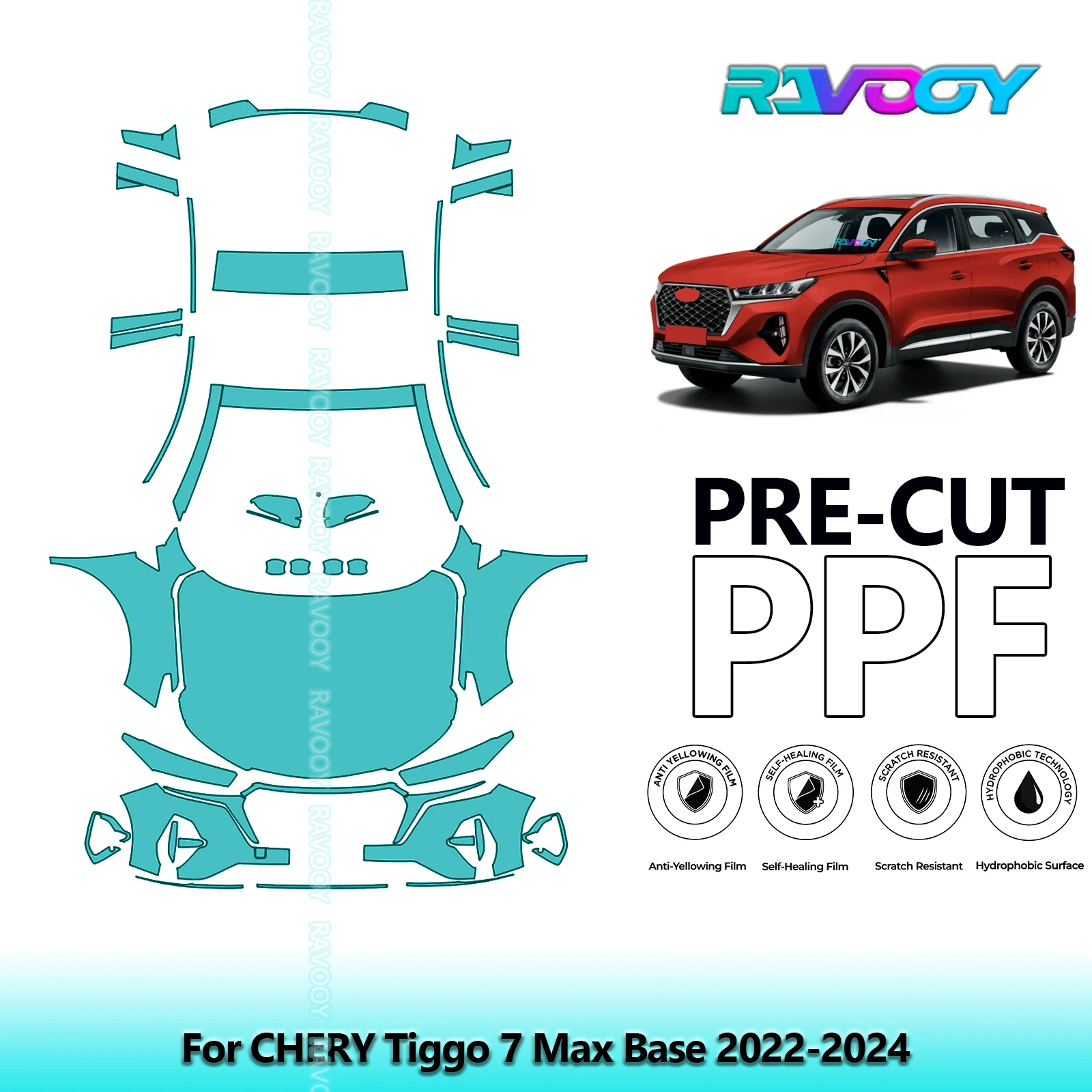 

Car Front Kit+Tail Kit 8.5Mil Clear Bra Precut PPF Paint Protection Film For CHERY Tiggo 7 Max Base 2022-2024