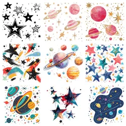 10 styles of galaxy planet puzzle 24cm &12cm Patch For Hoodie Heat Transfer For Clothes Thermo Sticker Iron on Vinyl For Clothes