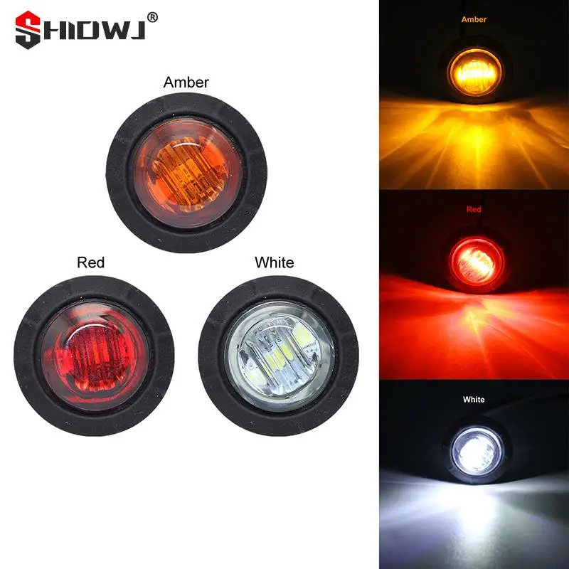 24V 3LED Round Trailer Side Marker Lights Yellow White Red Waterproof LED For Trucks Clearance Lights Truck Turn Signal Lamp