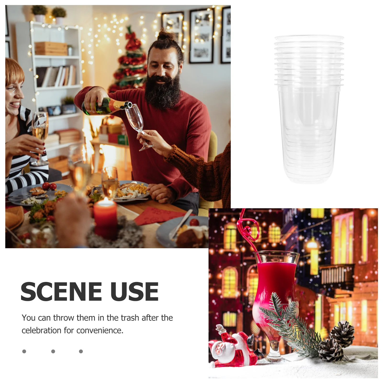 

10Pcs Plastic Crawfish Cups Reusable Clear Party Cups Sturdy Pla Material Smooth Rim for Beverage Wine Juice Decorative