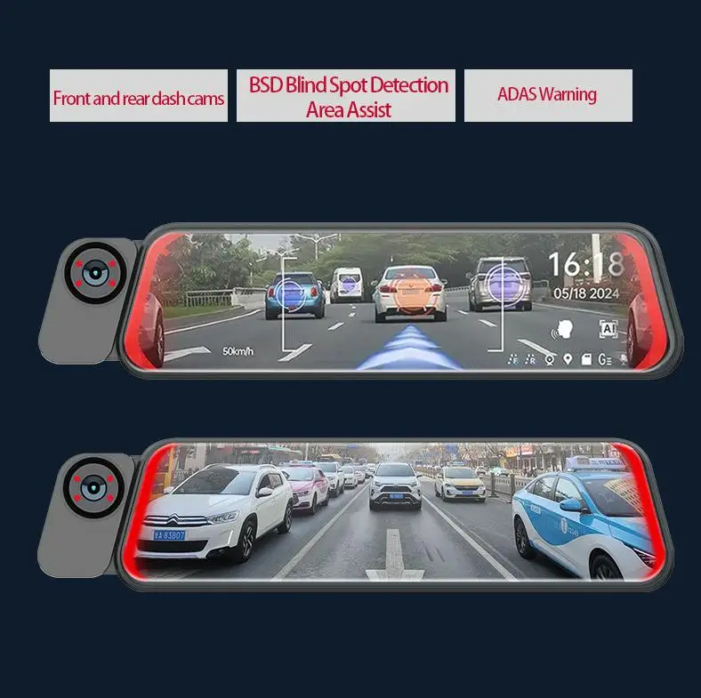 10 Inch IPS WiFi G-Sensor Mirror 3 Channel 4K Dash Cam Car DVR With 1 Year Warranty Blind Spot Recorder Video Recorder