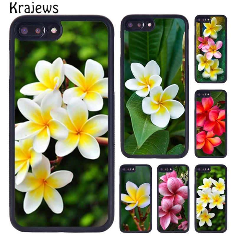 Krajews Frangipani Tropical Flowers Phone Case For iPhone 16 15 14 XR XS 11 12 mini 13 Pro MAX Plus cover coque