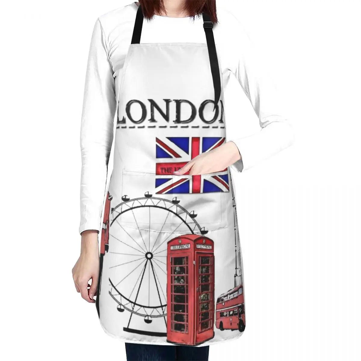 LONDON Apron Kitchens For Men for women with pocket kitchen clothes men's barbecue Apron