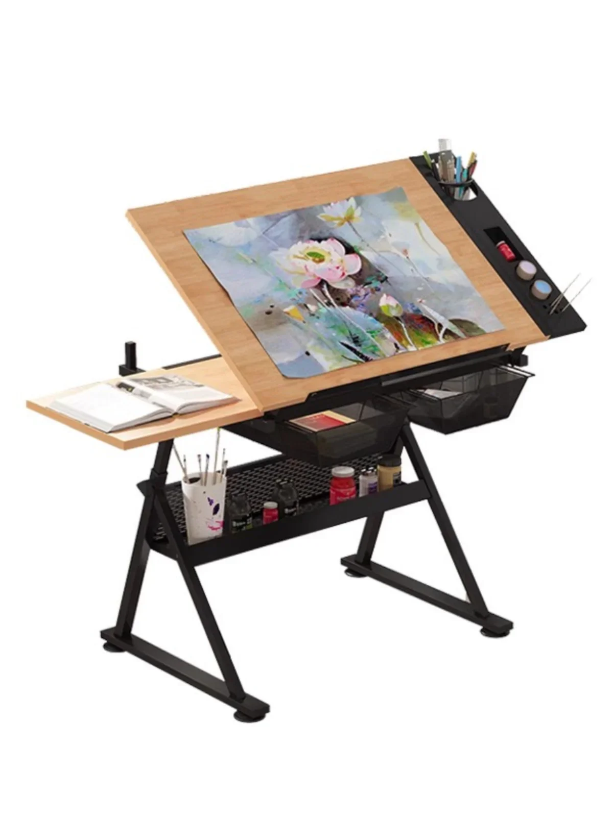 Solid wood drawing Lifting painting table Desk painting Oil painting Design Architect workbench