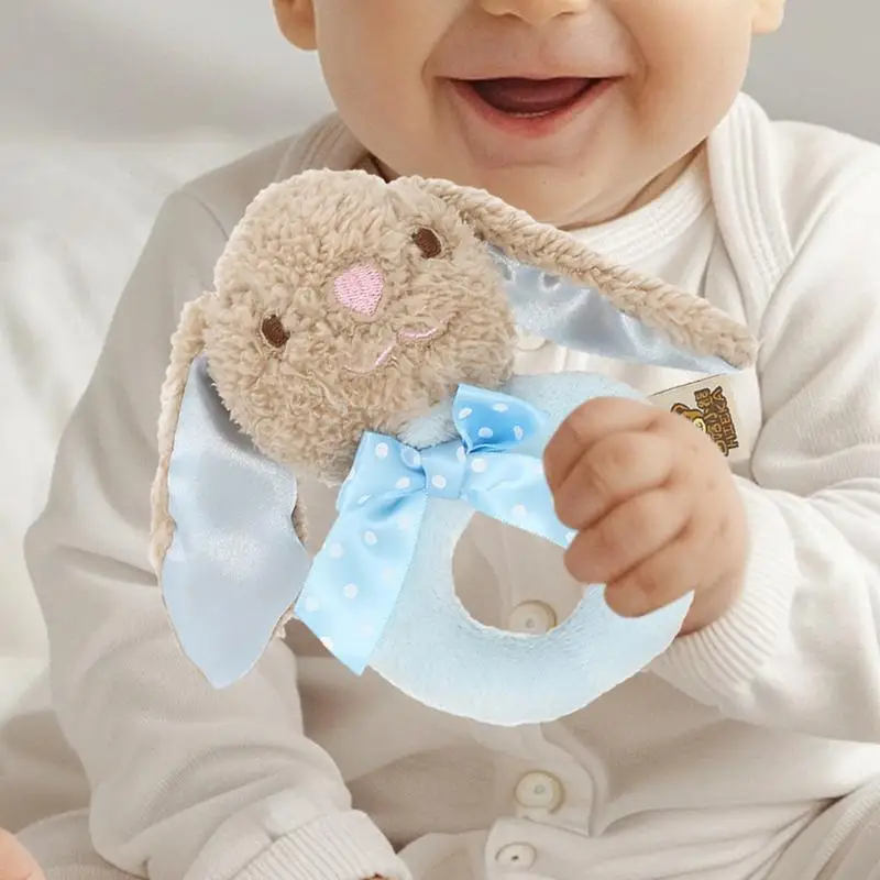 Hochet lapin en peluche doux et câlin pour bébés garçons et filles, jouet de voyage, léger, décroissant les mains