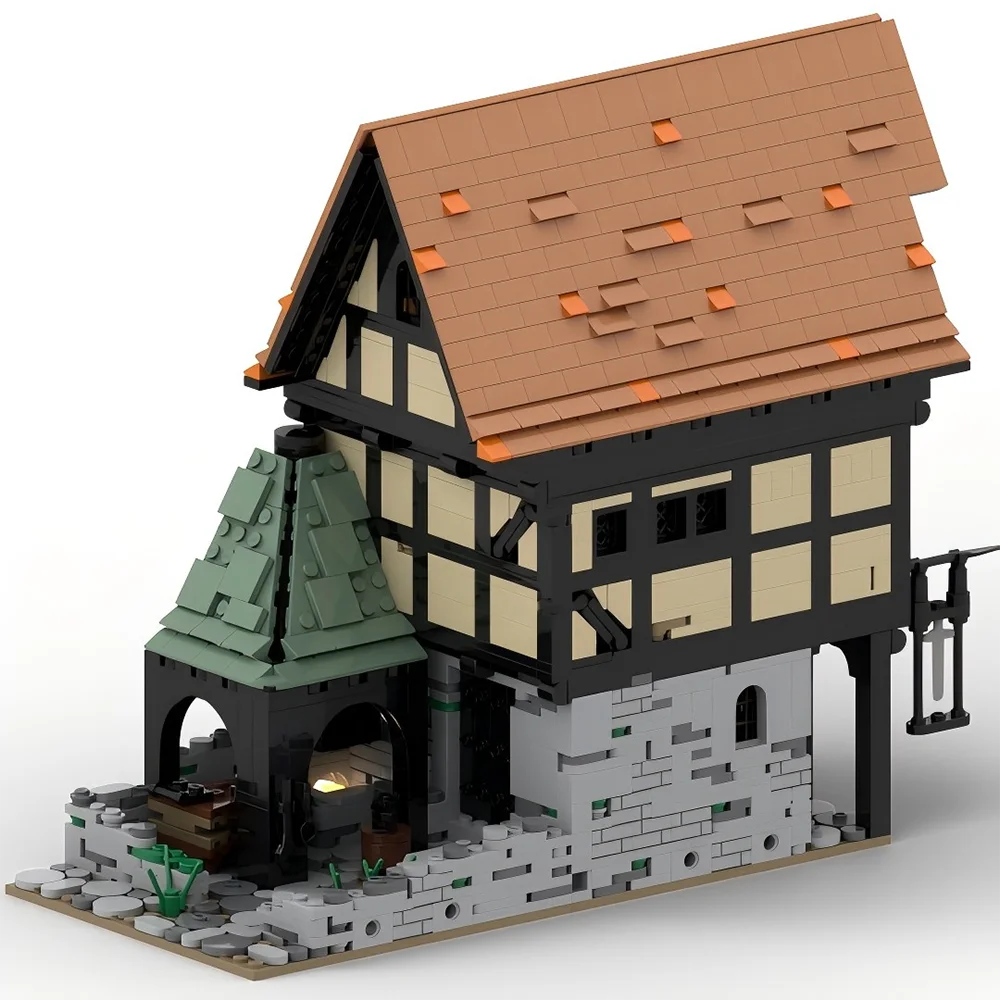 MOC medieval Armory Wizard's Home Creative street view Model Building Blocks Architecture Assembly Model Toys Gift