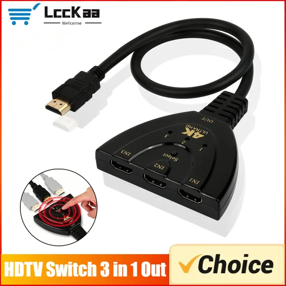 HDMI-compatible Switch 4K HDTV Splitter 3 in 1 Out 3-Port HD Switcher Selector HD Cable 1080P 3D Player HDTV,PS4 Game Console