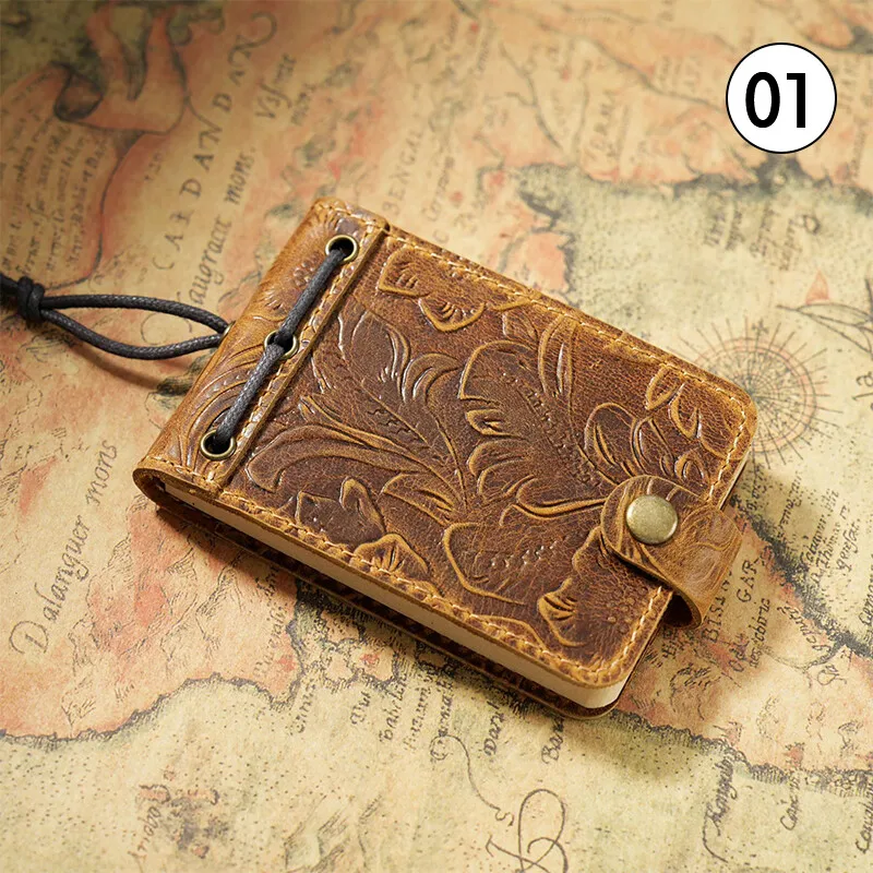 Mini caderno de couro genuíno, diário vintage, bloco de notas portátil, bloco de notas, material de papel, material de escritório