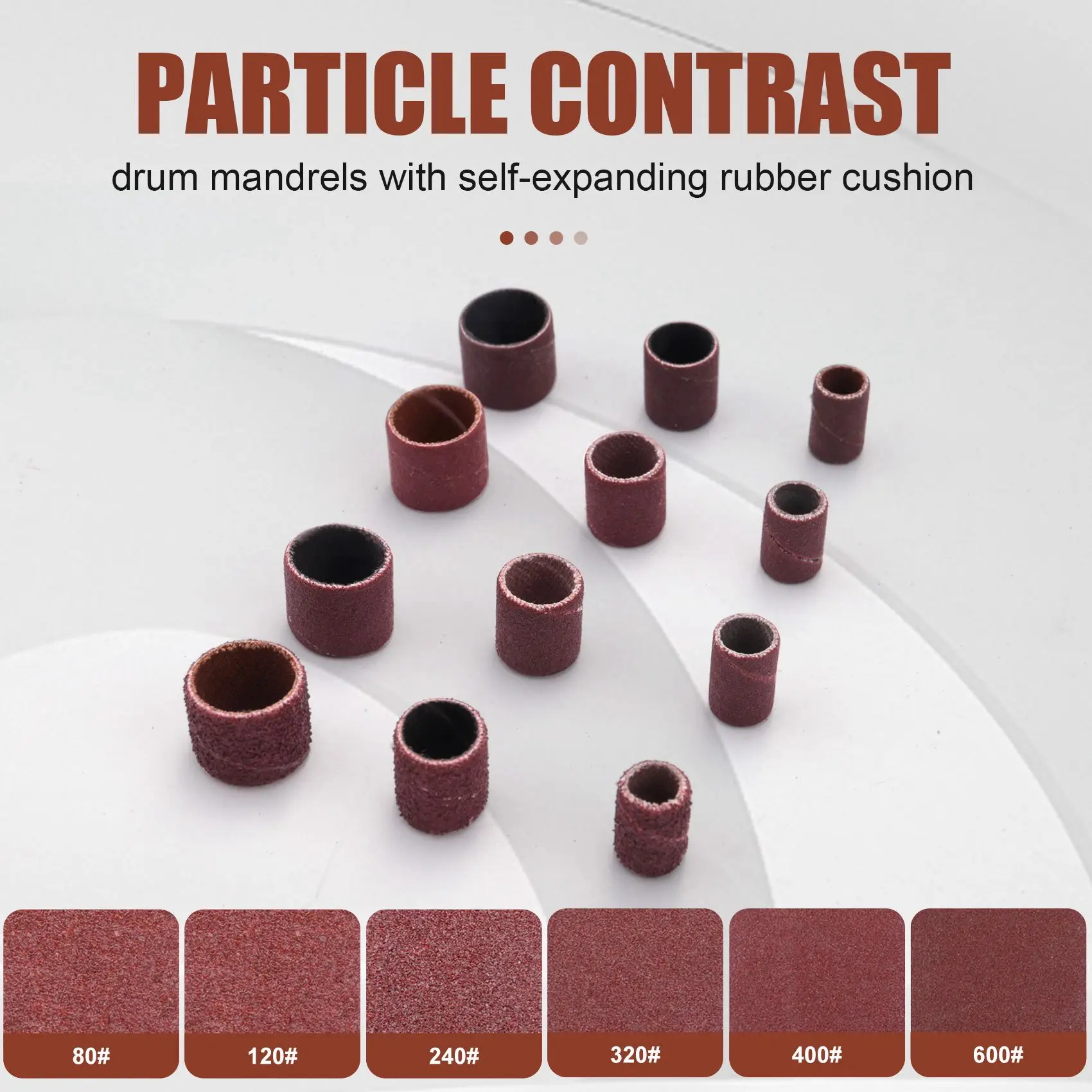 A01F-384 Pieces Drum Sander Set Including 360 Pieces Nail Sanding Band Sleeves And 24 Pieces Drum Mandrels For Rotary Tool