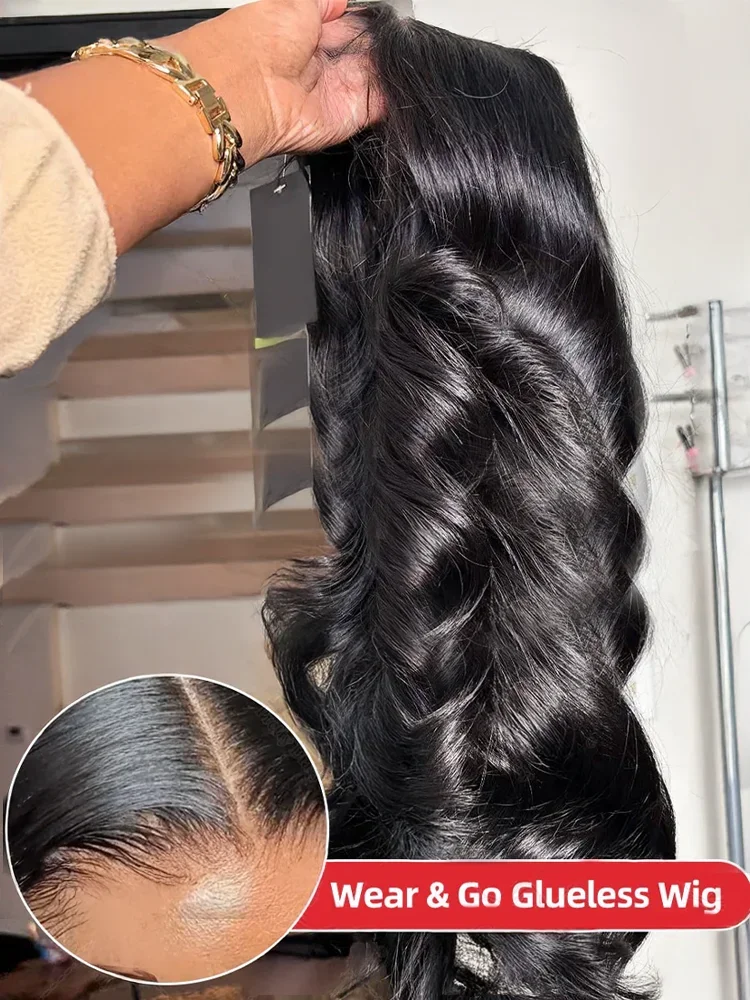 

Lakeisha HD 6x6 Glueless Closure Wig Body Wave Human Hair Wigs 30 40 Inch 13x6 Lace Frontal 100% Remy Raw Preplucked 200 Density