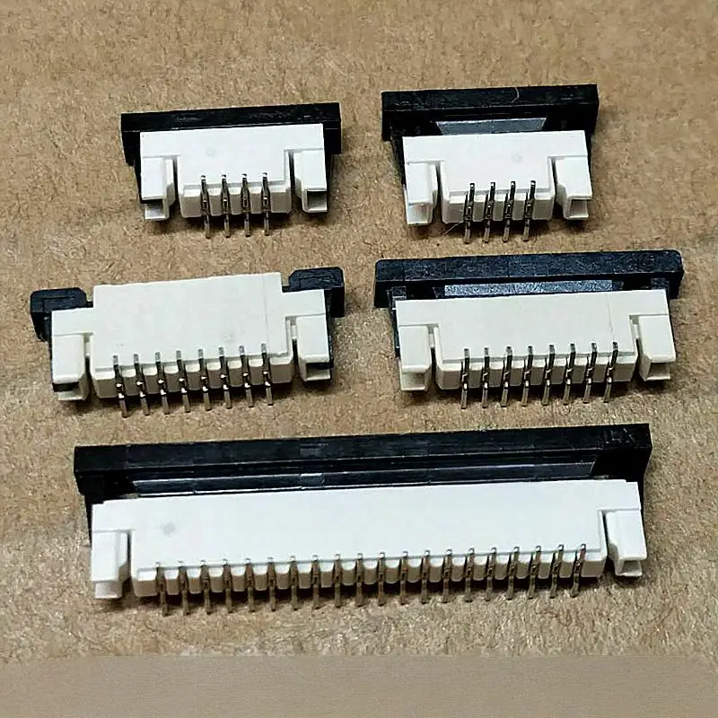 10 قطعة 1.0 مللي متر الملعب FFC/FPC كابل مرن موصل مقبس 4P 6P ~ 30P عمودي مصلحة الارصاد الجوية في خط دبابيس اتصال من جانب واحد مع قفل