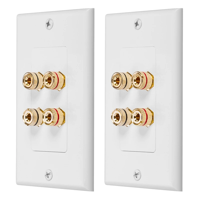 

2X 4 Posts Speaker Wall Plate Home Theater Wall Plate Audio Panel For 2 Speakers
