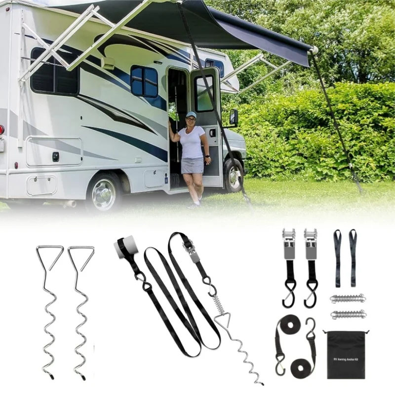Durable Heavy Duty RV Awning Anchor Kits Outdoor Camping Awning Anchors Sets Motorhome Caravan Accessories