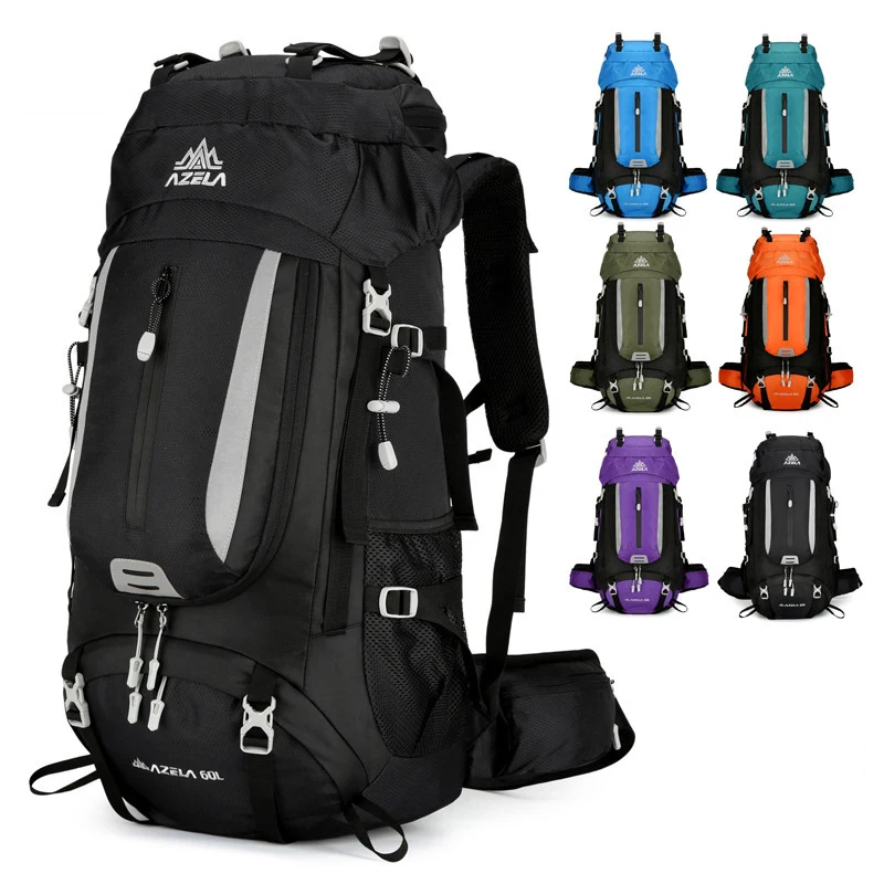 

Multi functional 60L Waterproof Hiking Backpack Large Capacity Travel Knapsack Outdoor Sports Bag with independent shoe pocket
