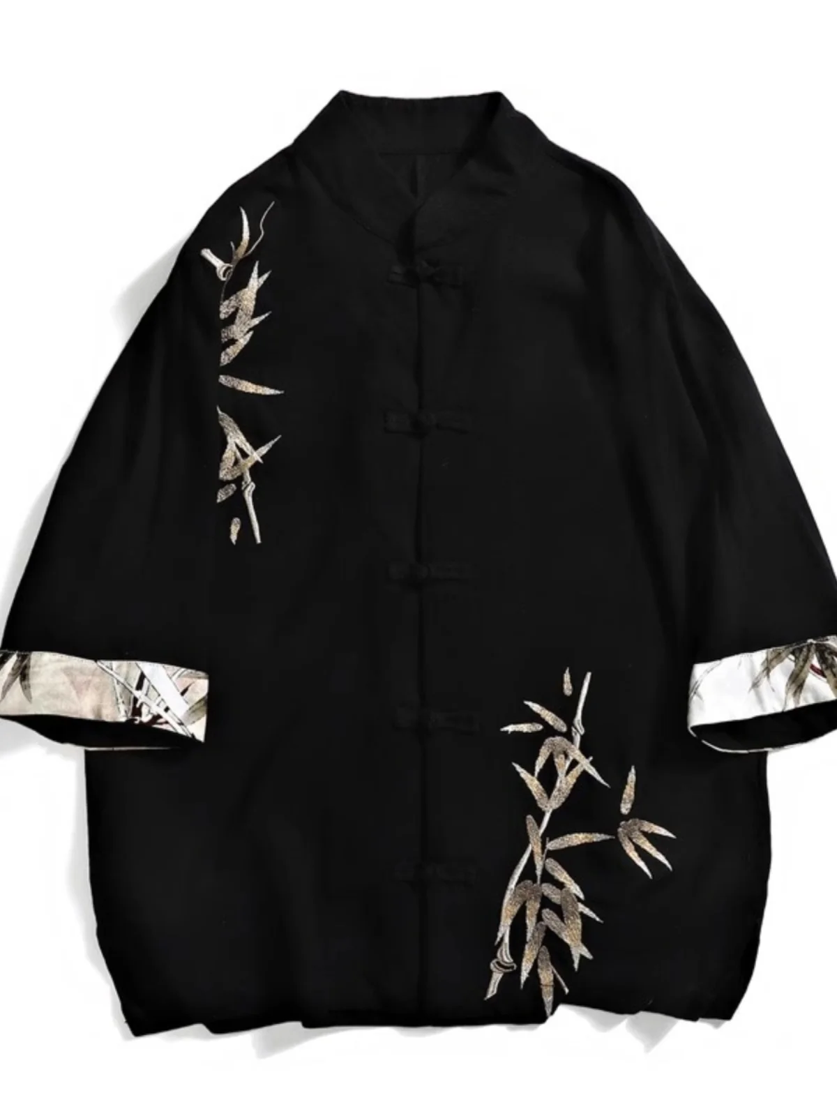 

Extra Large Size Linen ort Sve T-irt Embroidered Cotton Linen Loose Men's Summer irt Trendy Button down Casual Wear