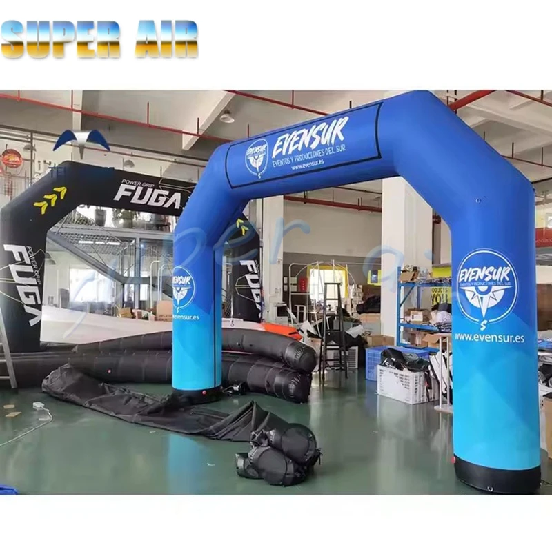 Fabriqué en Chine, finition gonflable bleue de 6 ml et arc de démarrage pour les événements sportifs
