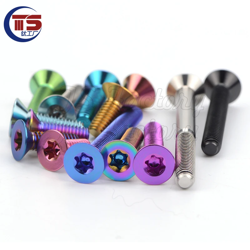 TS （2 and 10PCS）Titanium Alloy Screw  Countersunk M6X12/15/20/25/28/30/35/40mm high hardness GR5 NO rust