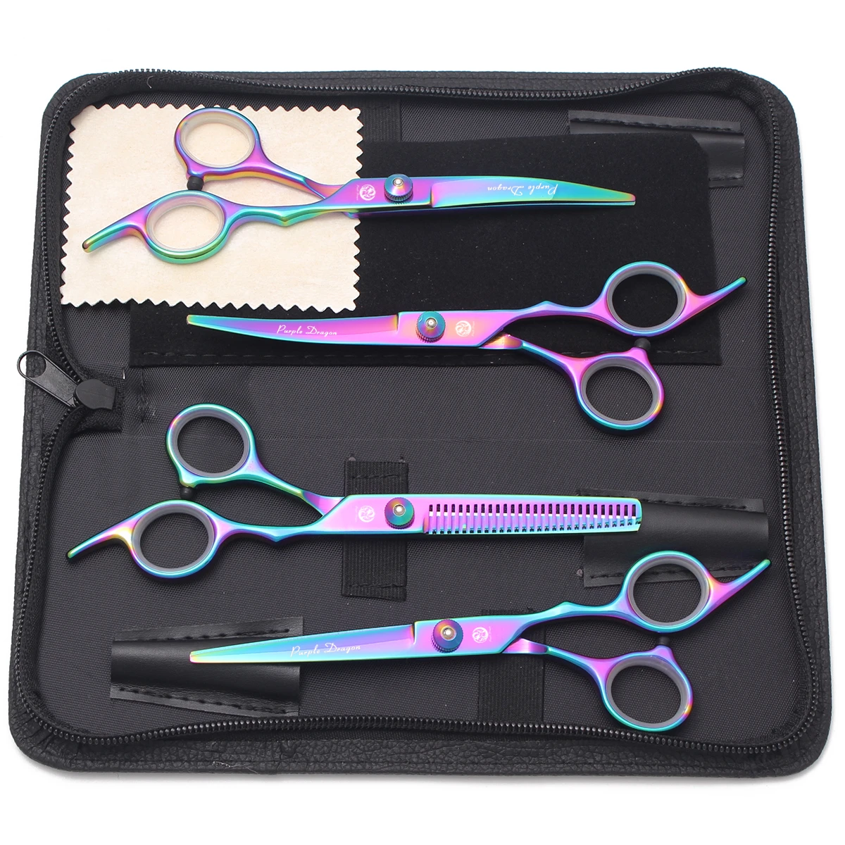 Hundepflegeschere Japan Edelstahl 6" Haustier Friseurschere Regenbogen Hund gebogene Schere Effilierschere Schönheitskamm Z3002 – Detail 8