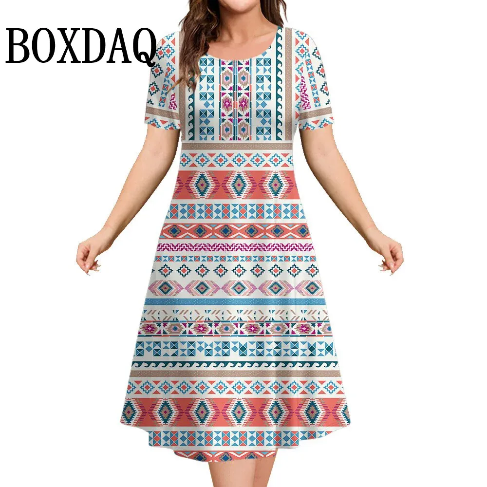 Vestido Bohemio Vintage Floral Manga Corta Talla Grande - usage example