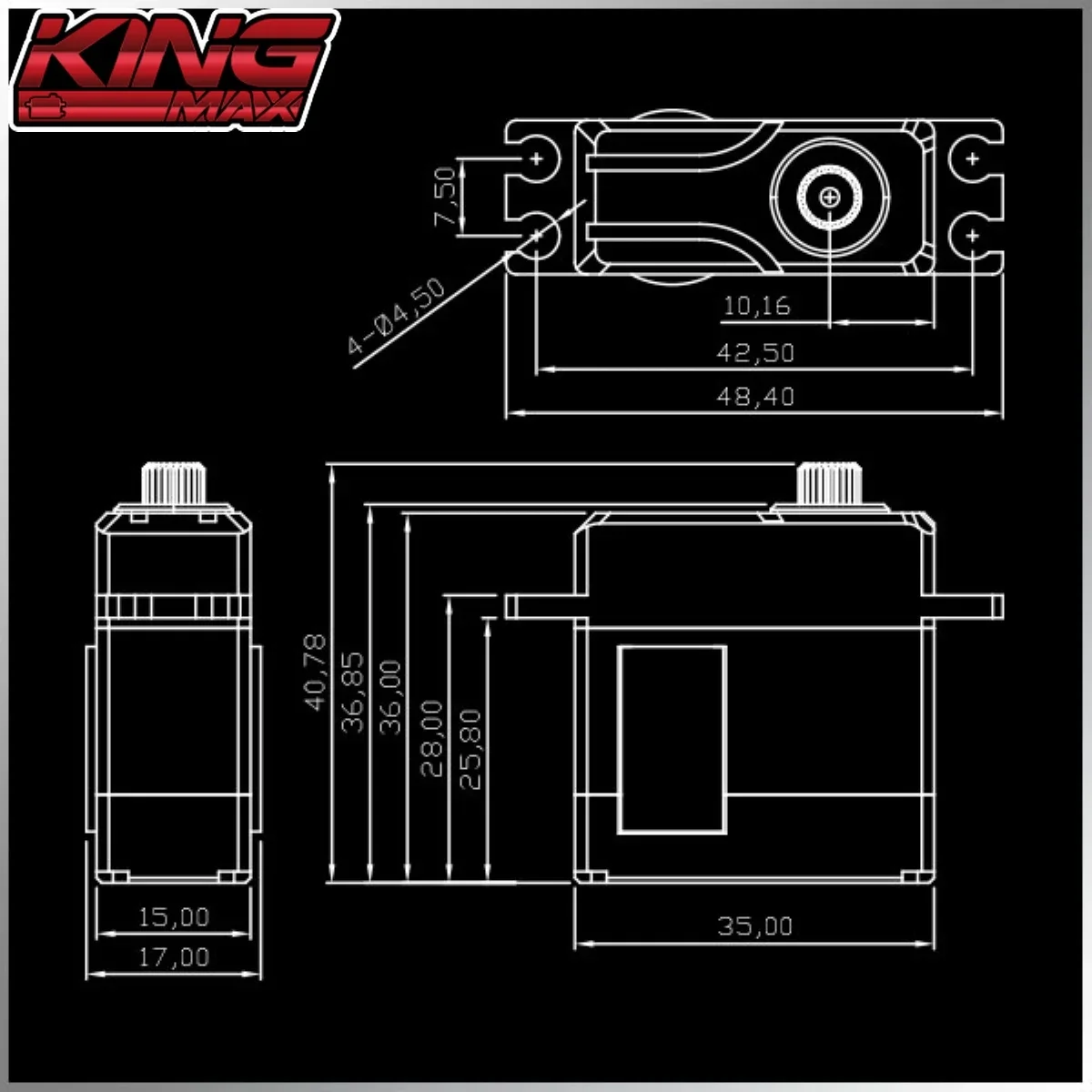 Kingmax HC20M 20 кг 54 г Высокопроизводительный мини-цифровой сервопривод без сердечника с алюминиевыми металлическими шестернями корпуса с ЧПУ