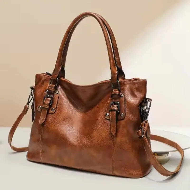 

Large Capacity Black Shoulder Bag for Women Large Shopper Bag Solid Color Soft PU Leather Crossbody Handbag Lady Travel Tote Bag