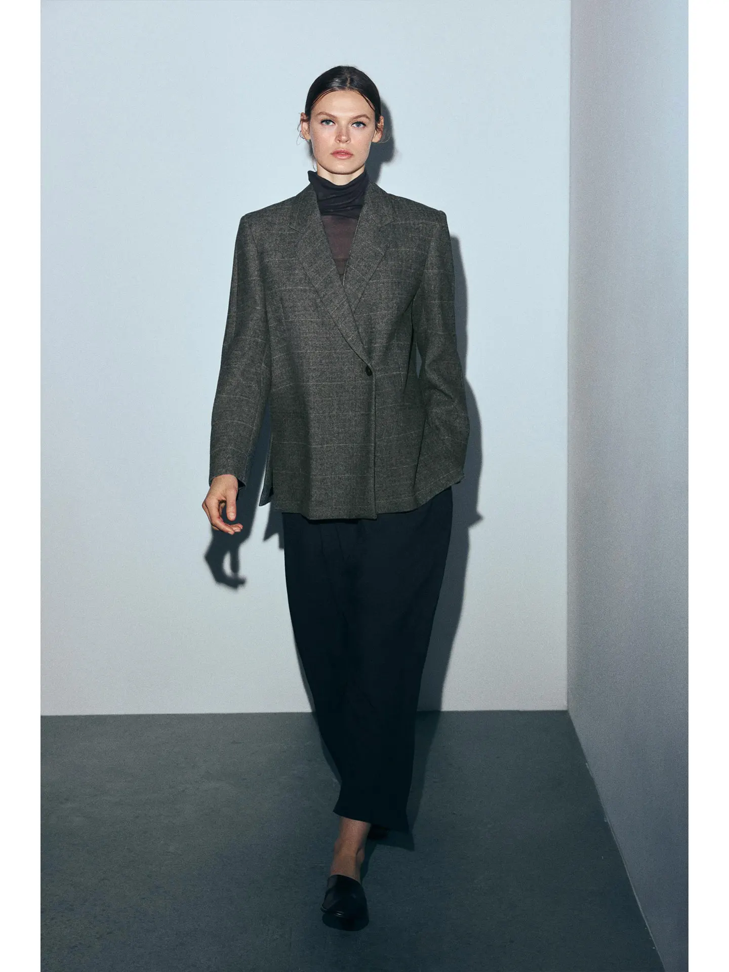 Primavera 2026 feminino casual solto xadrez terno jaet oversized clássico sle longo sve botão acima faionable high-end sentimento