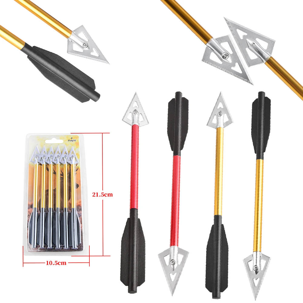

6/12pcs Short Arrow Aluminum Crossbow Bolts Blade Broadhead OD 6mm Shaft for Bow Hunting Outdoor Archery Shooting Target