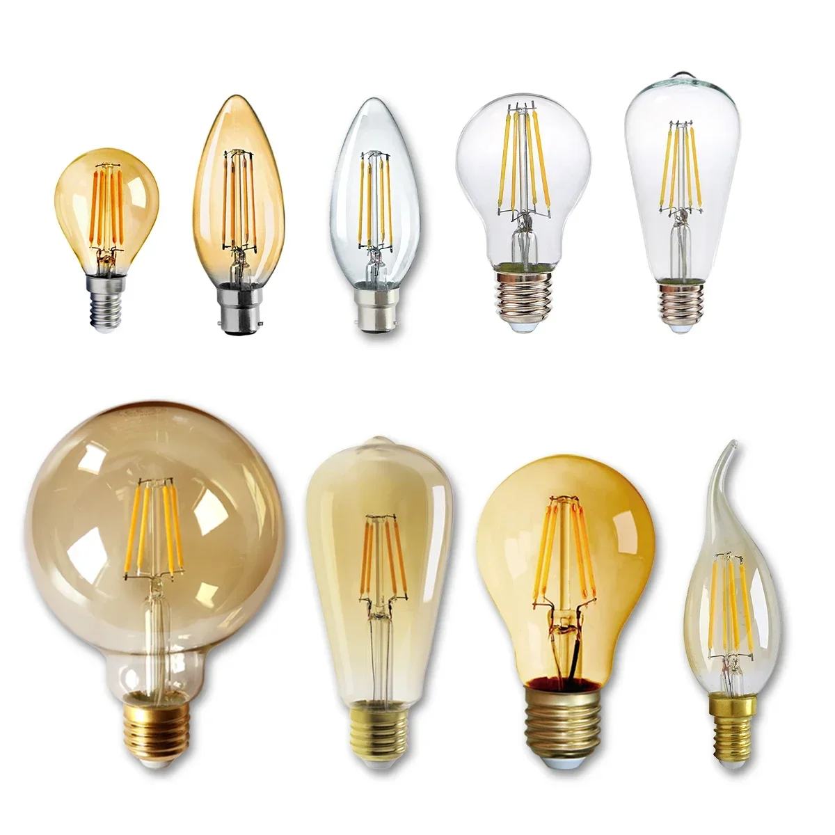 

4 шт. A60 G45 ST64 G80 G95 G125 E27 E14 B22 220 В светодиодная ретро лампа Эдисона винтажная ампульная лампа накаливания Эдисона накаливания