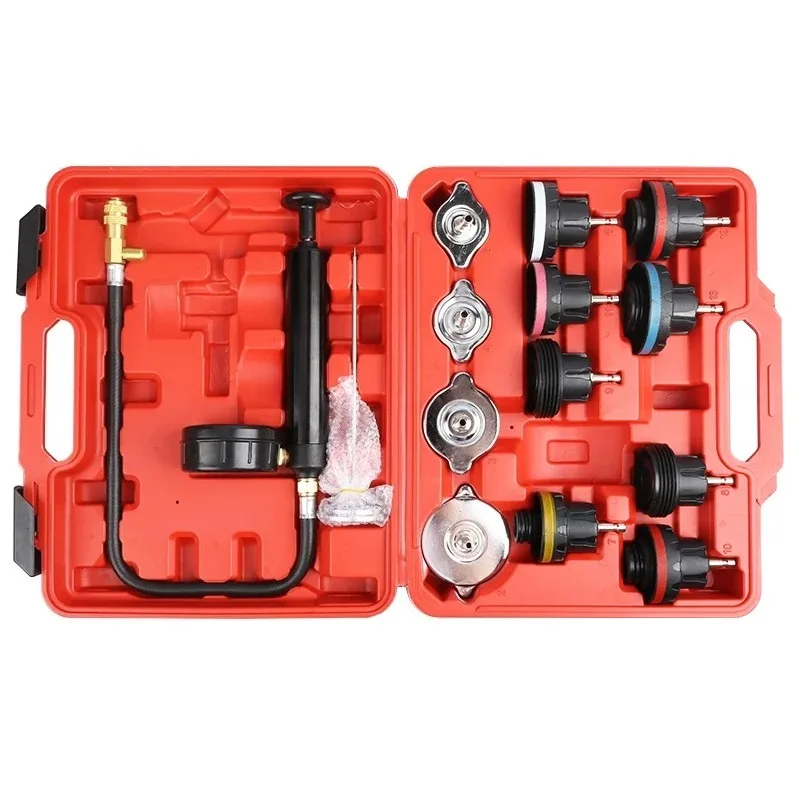 14 Pcs Universal Radiator Pressure Tester Kit Cooler Pressure Tester Kit Car Motorcycle Truck Cooling System