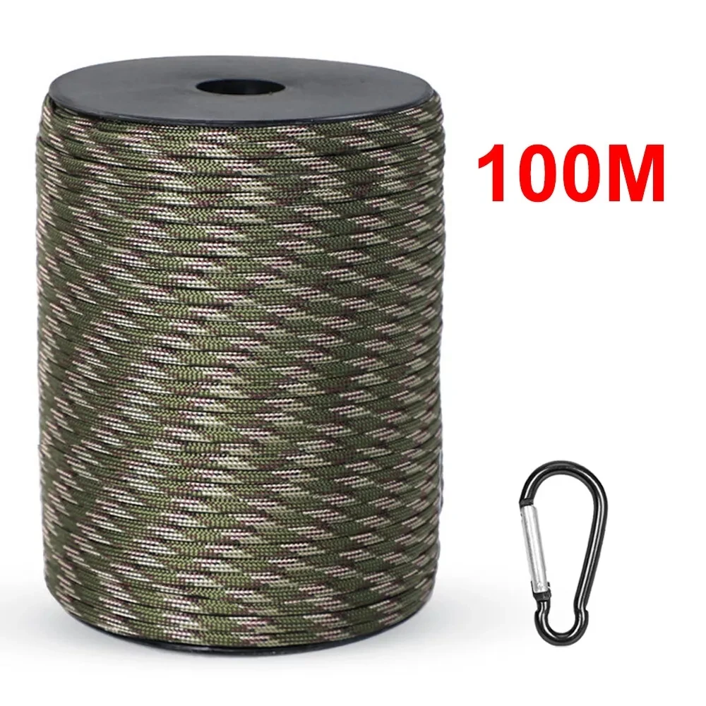 

100m 550 Military Standard 9-Core Paracord Rope 4mm Outdoor Parachute Cord Survival Umbrella Tent Lanyard Belt Laundry Lei