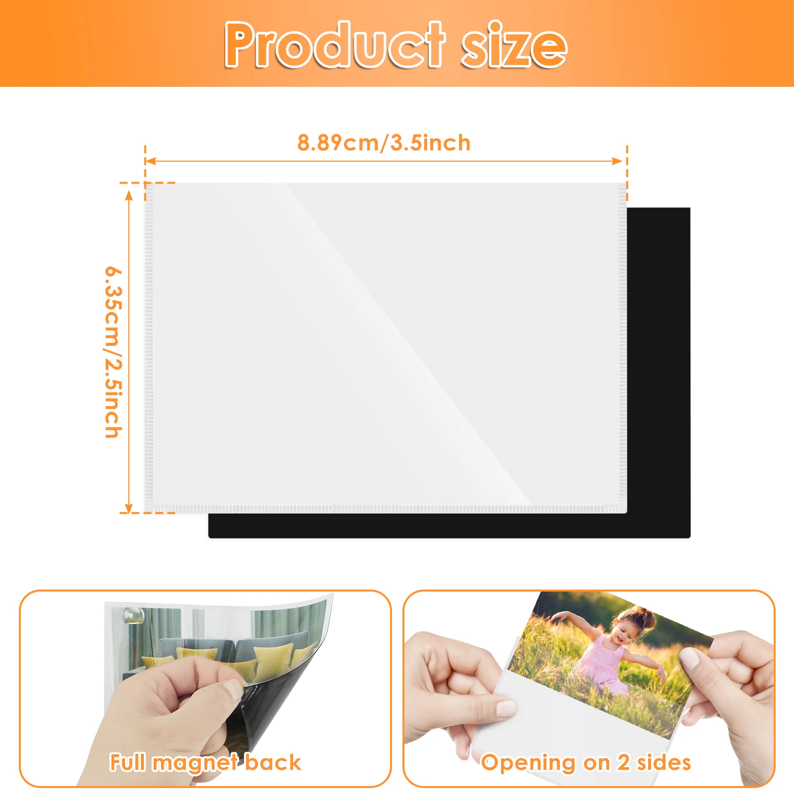 2/3/6/12/24Pcs Magnetic Picture Frames Clear PVC Frigerator Magnetic Photo Frame with White Border Portable Magnetic Sign Holder