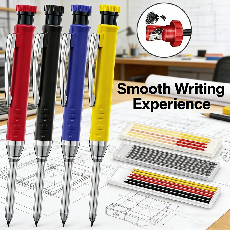 

Набор механических карандашей для деревообработки, для глубокой разметки и черчения, с надежным и долговечным грифелем 2,8 мм, для плотников и инженеров