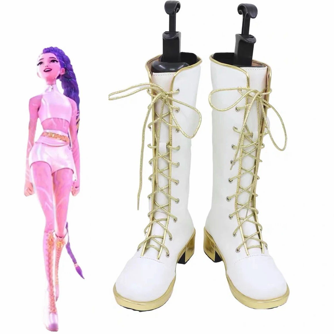 Nueva película k-pop Demon Hunters zapatos de Cosplay Rumi Zoey Mira botas blancas adultos niños accesorios de fiesta de Halloween accesorios para espectáculo en escenario