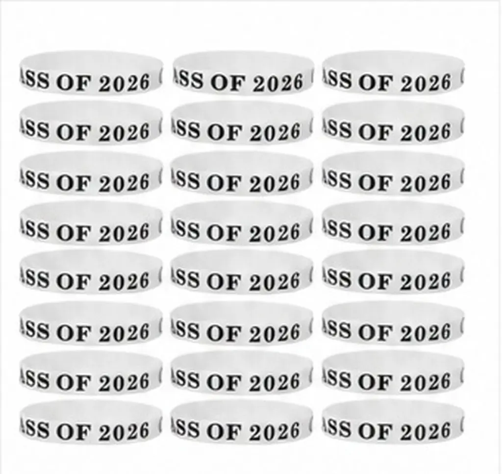 50 Pcs Bracelet Graduate Silicone White Graduation Goodie Bags Stuffers Bracelets