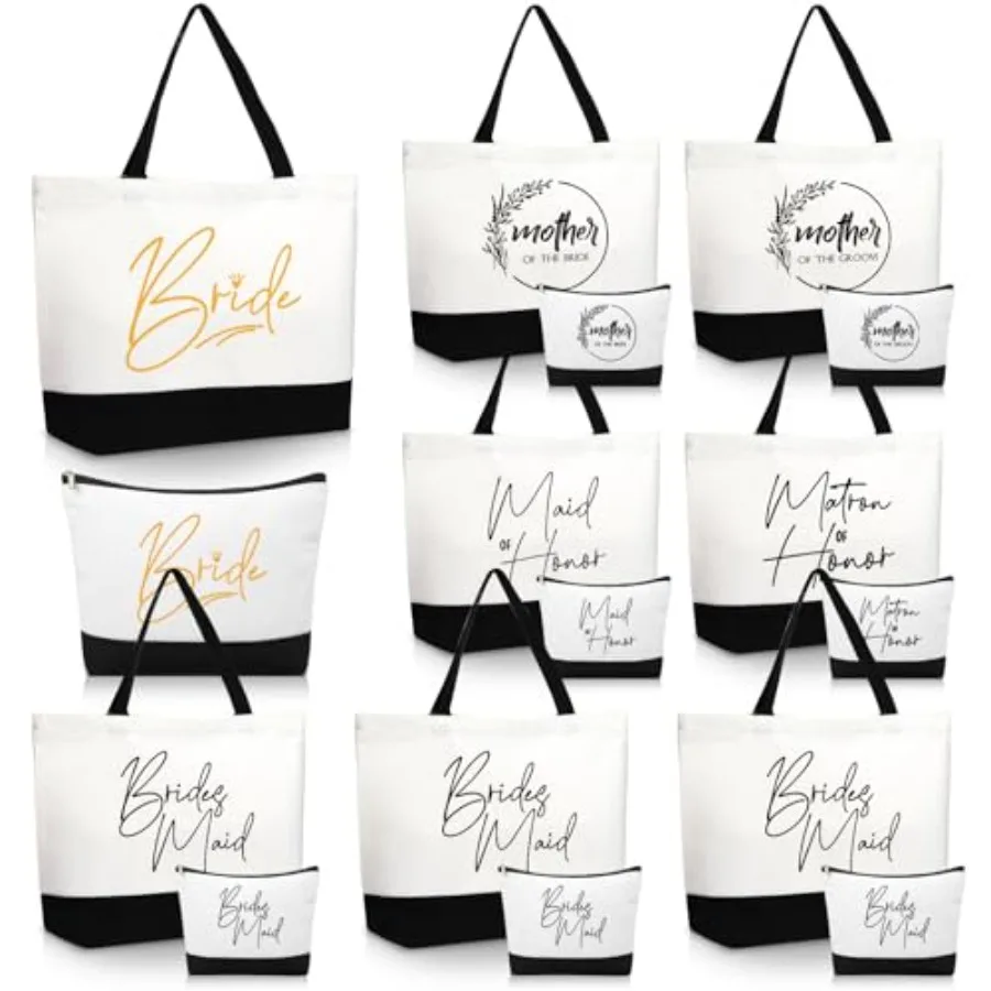 

Pcs Bride Proposal Gift Bridesmaid Tote Bags Makeup Canvas Bag with Zipper for Wedding Bachelorette Proposal Party