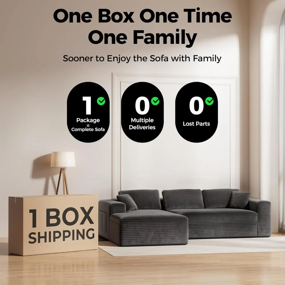 أريكة مقطعية مضغوطة على شكل حرف L مع مقعد عميق، أريكة قماش سروال قصير