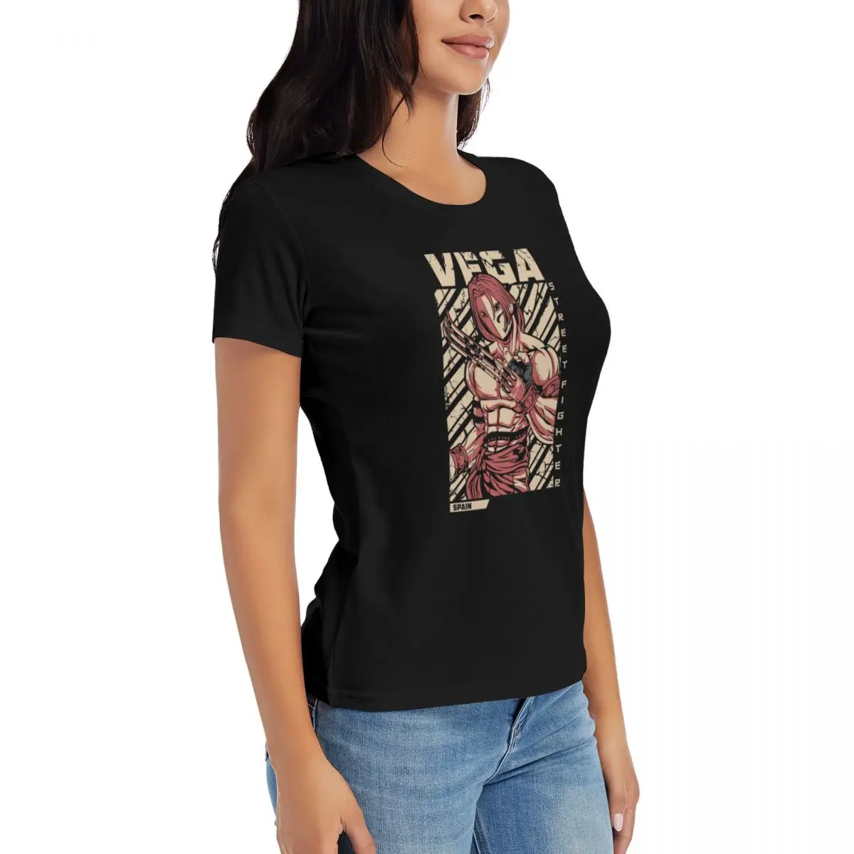 Vega Street Fighter Camiseta de algodón para mujer y niña, camisetas de manga corta con cuello redondo, Tops