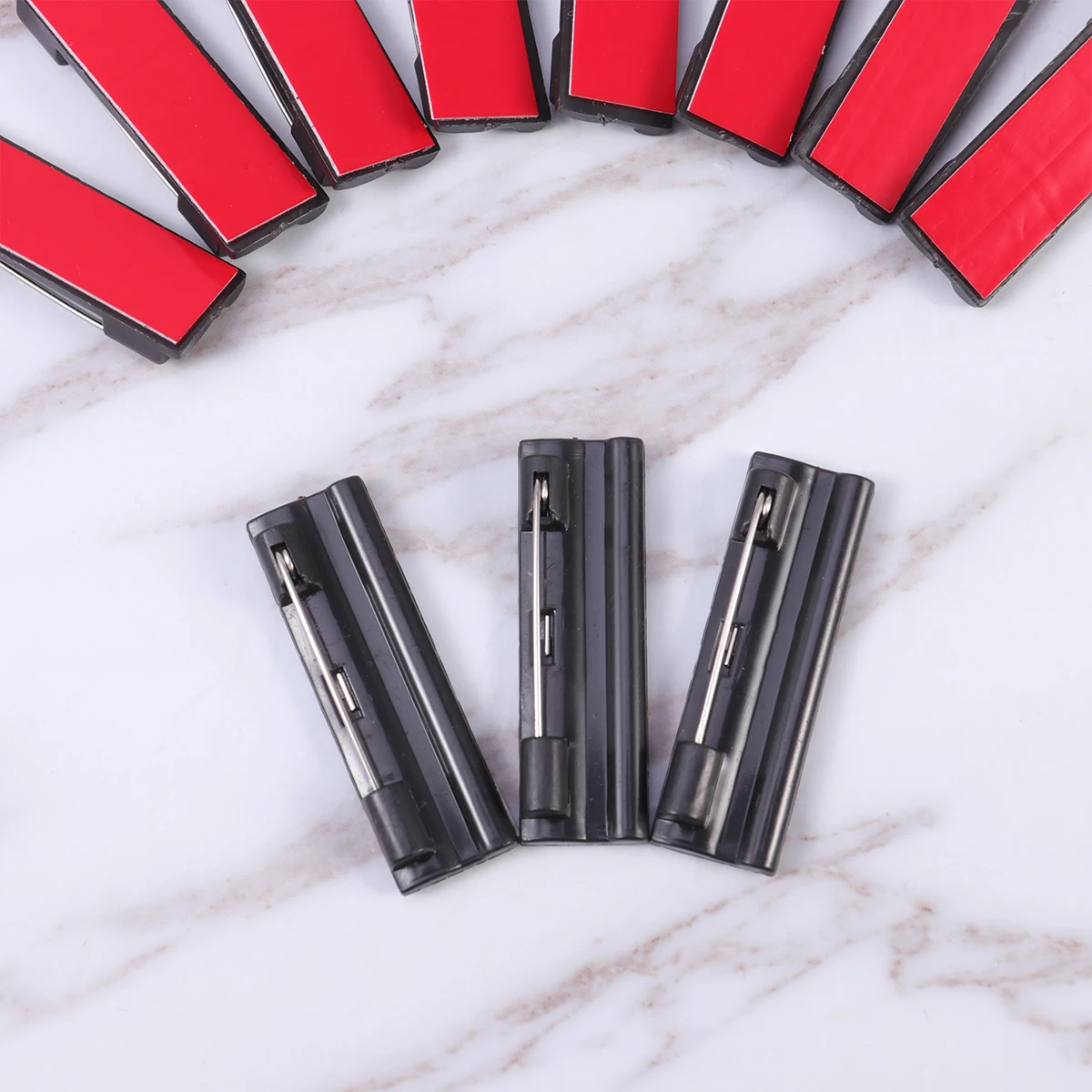 

120pcs Chest Badge Pins Plastic Safety Brooch Pin For Name Tags Ribbons Crafts Adhesive Back Locking Clasp Fastener Bar Pins