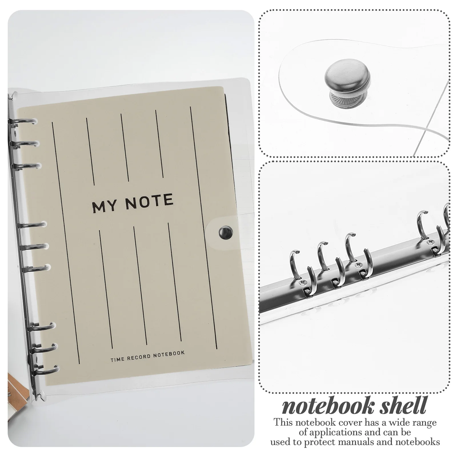Binder Notebook Shell Transparent Plastic B5 Loose-Leaf Scrapbook Cover Clear Plastic Folder Office School
