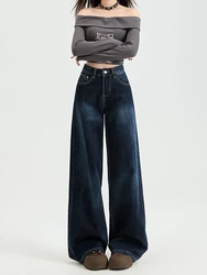 WCFCX STUDIO Retro High Waist Oversized Wide Leg Jeans Women Casual Baggy Y2K Straight Pants Fashion Streetwear Denim Trousers