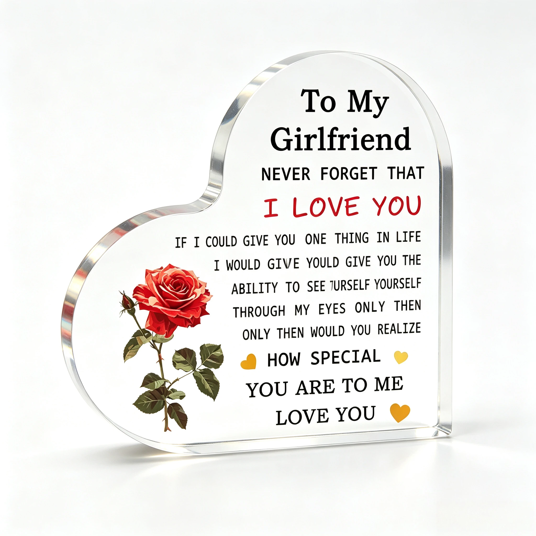 See Yourself Through My Eyes Sweet Love Quote Heart Acrylic Tabletop Plaque Anniversary Sentimental Gift