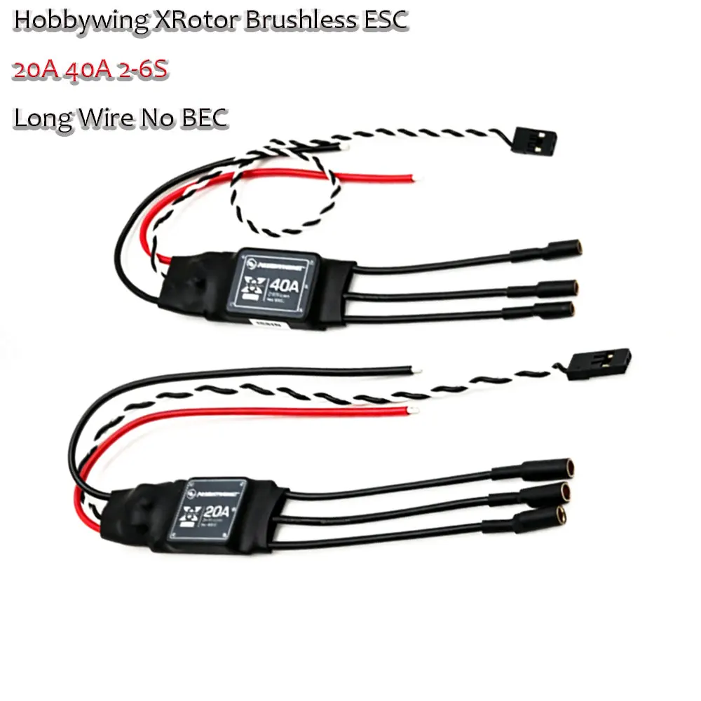 Hobbywing XRotor High Refresh Brushless ESC 20A 40A 2-6S Long Wire No BEC Speed Controller for RC FPV Drone Airplane UAV